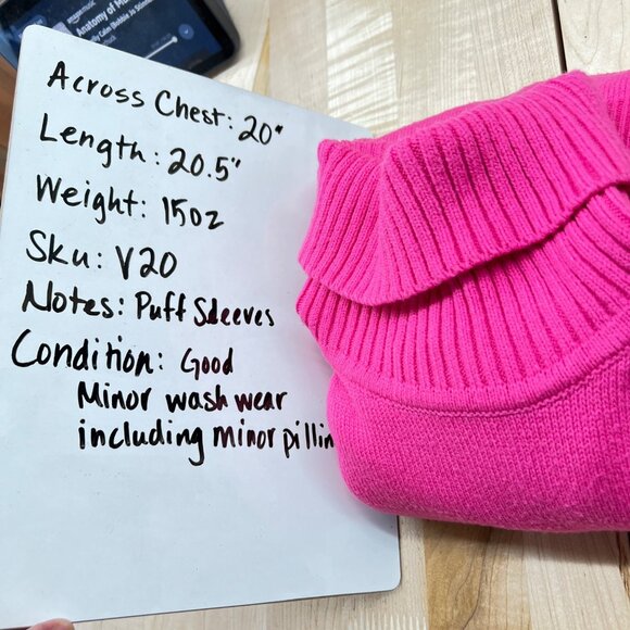 French Connection Puff Sleeve Turtleneck Sweater Pink Size Small - Picture 11 of 11
